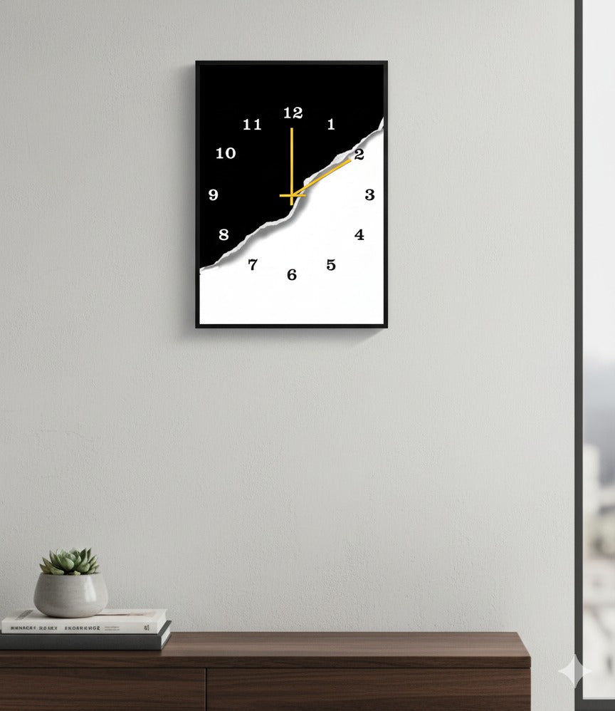 Modern Black & White Wooden Wall Clock