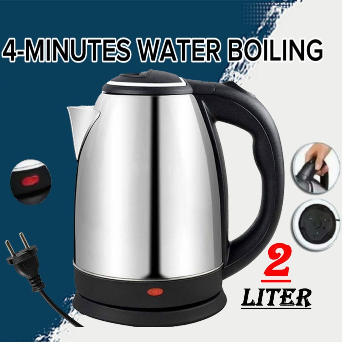Automatic Electric Kettle 2.0L – Stainless Steel Hot Water Boiler
