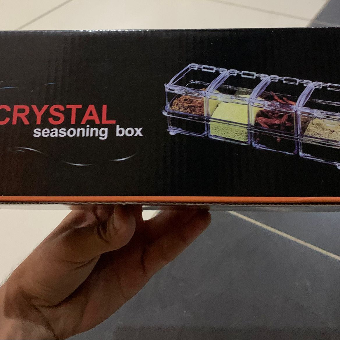 Crystal Seasoning Box With 4 Compartments And Spoons